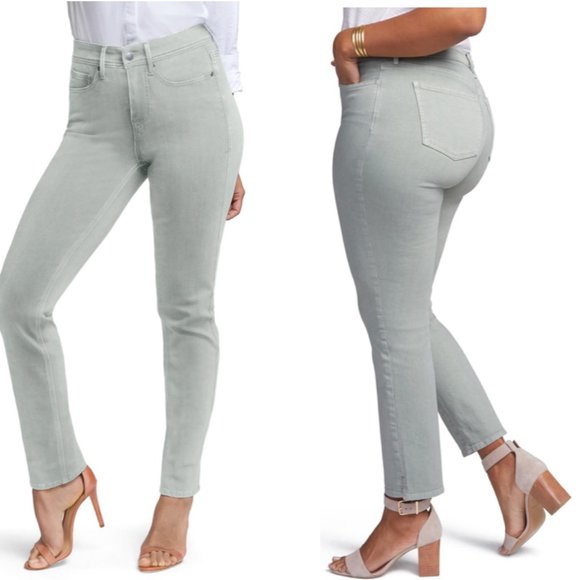 NYDJ Curves 360   SLIM Straight Ankle Jean BEIGE 26s $109 Petite Short NEW - Picture 2 of 13